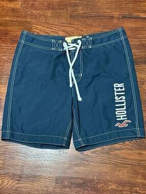 y2k Hollister Men's Navy Blue Board Shorts Swim Trunks